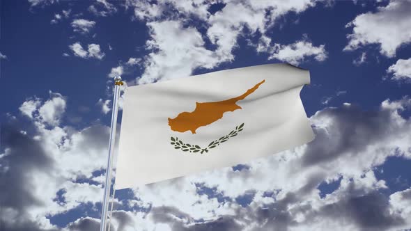 Cyprus Flag With Sky