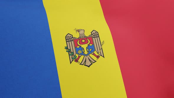 National Flag of Moldova Waving Original Colors 3D Render Republic of Moldova Flag Textile or