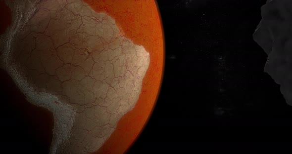 Asteroid Orbiting Around a Desert Planet Earth