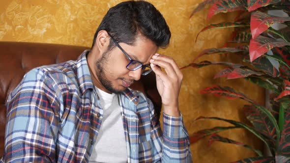 Depressed Man Feeling Sick and Worried About Financial Problem