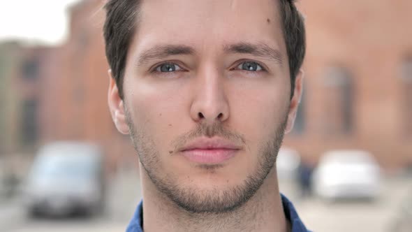 Outdoor Close up of Face of Young Man