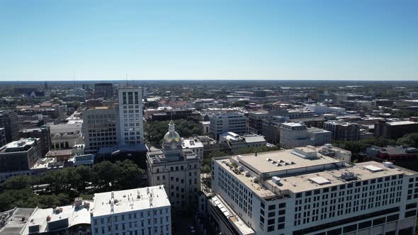 Aerial View of Historical District of Savannah, GA