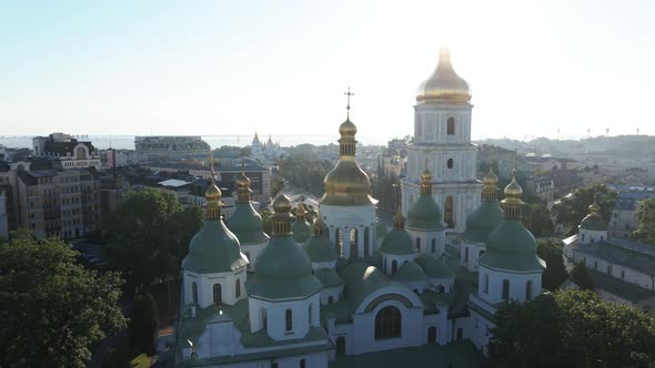 St. Sophia Church in the Morning at Dawn. Kyiv. Ukraine. Aerial View