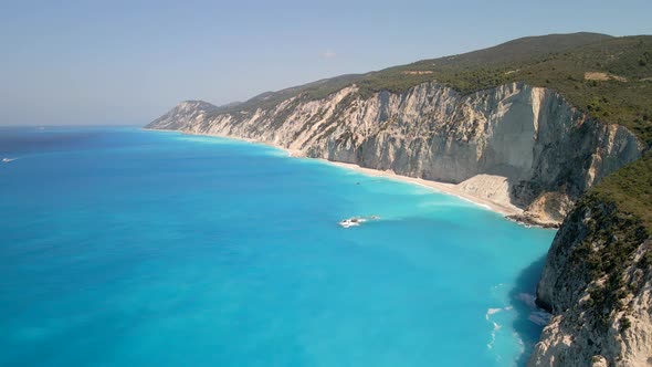 aerial view of porto katsiki beach greece vacation