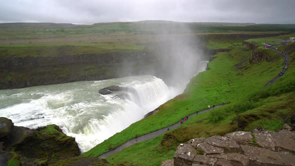 Landscape of Gullfoss Waterfall in Iceland