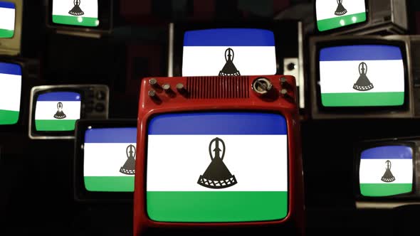 Flag of Lesotho and Retro TVs.