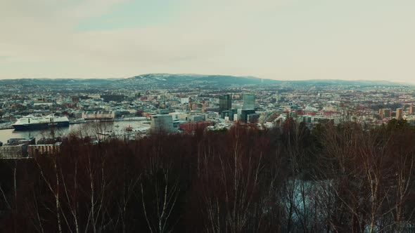 Old Oslo - Panorama Of Gamle Oslo In Winter Season By Oslofjord From Ekeberg Park In Norway. - aeria