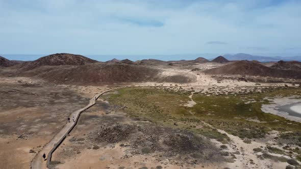 An aerial view of the vacation landscape beaches of the Island of Wolves in Spain.