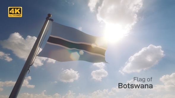 Botswana Flag on a Flagpole V2 - 4K