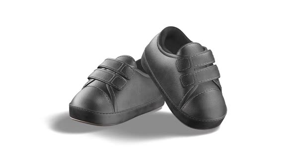 Blank black baby shoes pair, looped rotation