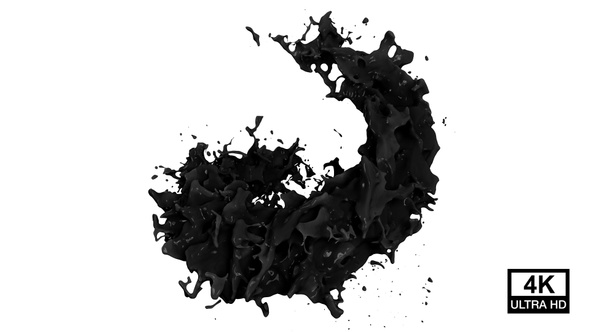 Black Paint Splash Spiral 4K