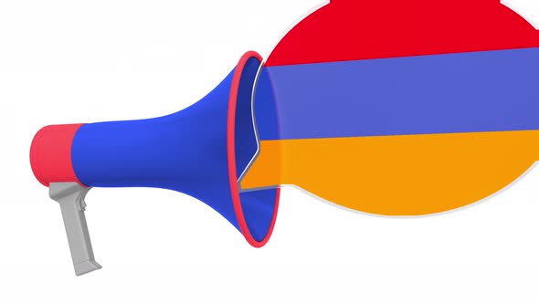 Megaphone and Flag of Armenia on the Speech Balloon