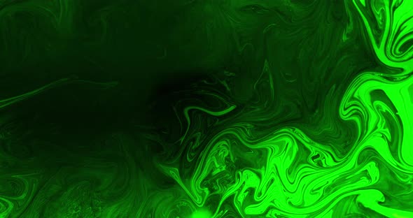 Color Fluid Mix Ink Water Flow Neon Green Paint