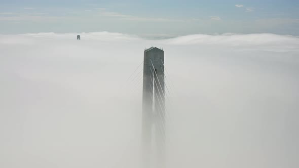 Aerial View of the Top of the Pylons of the Russian Bridge