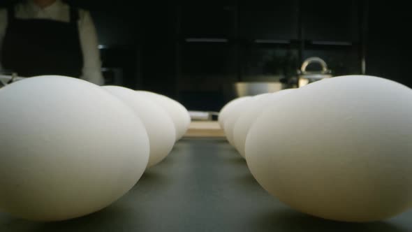 White Chicken Eggs in the Kitchen