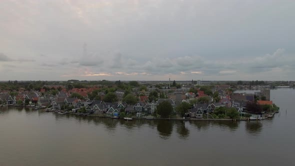 Aerial View of Riverside Township in Netherlands