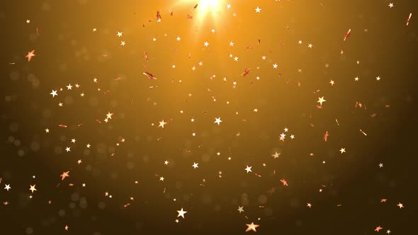Christmas star with bokeh glittering particles snowflakes and shine