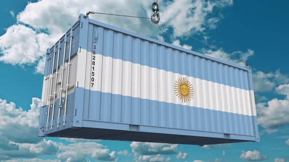 Loading Cargo Container with Flag of Argentina alt