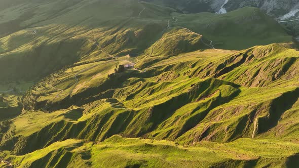 Beautiful summer sunrise in the Dolomites mountains