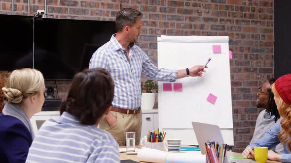 Business executives interacting with eachother during meeting