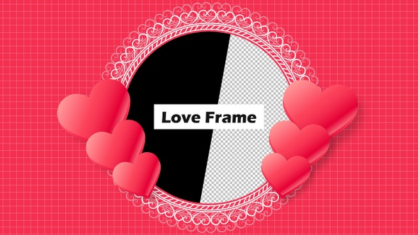 Valentines Day Frame Love Heart Shape with Alpha alt