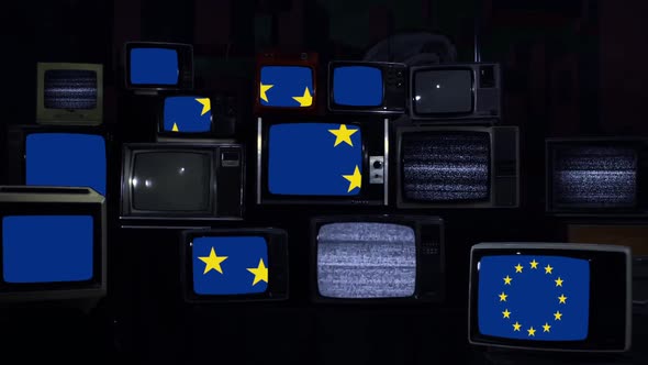 European Flag and Retro TVs.