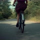 Cyclist Travel Woman On Bicycle. Hair Blowing Girl Cycling. Cyclist Girl In Dress Workout. - VideoHive Item for Sale