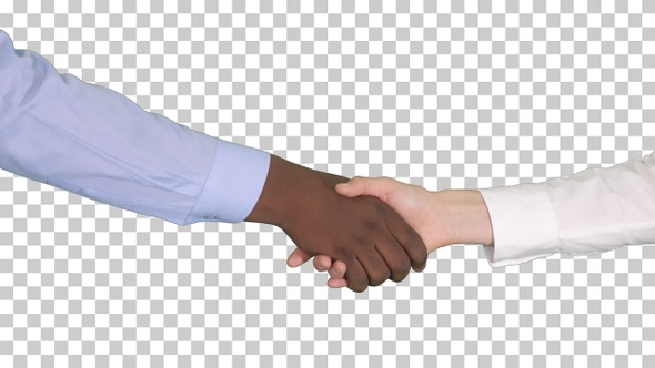 Handshake of Afro American and caucasian, Alpha Channel