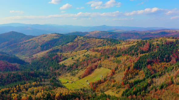 Aerial Drone Video Flying Over Carpathians Mountains, Ukraine, Europe