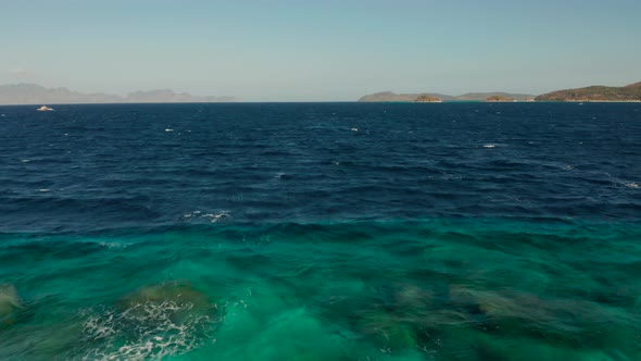 Turquoise Water Surface in the Lagoon