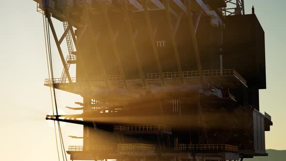 Image of Oil Platform While Cloudless Day.