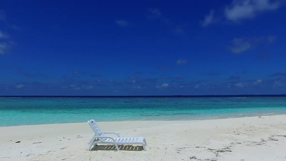 Romantic scenery of tropical bay beach wildlife by blue sea with sand background before sunset