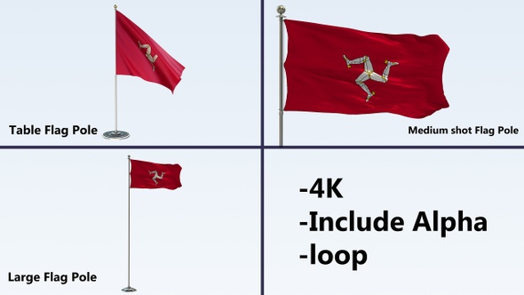 Isle Of Man Flag Pole Pack 4k-Loop