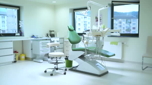 Dental chair and equipment inside a dental office