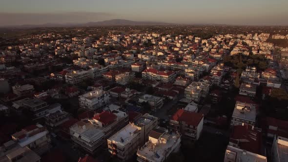 Morning View of Town with Typical Low-rise Houses, Greece