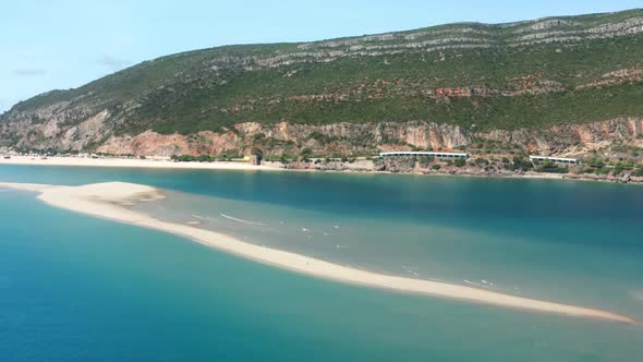 Aerial View of a Beautiful Seascape with Green Cliffs alt