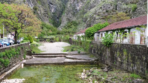 Dry and rocky riverbed in Kotor Montenegro