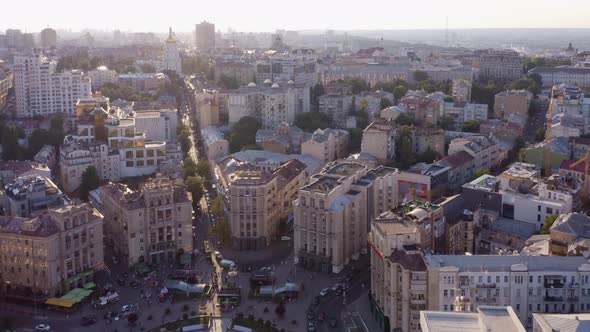 Aerial Top Cityscape View of Kiev City