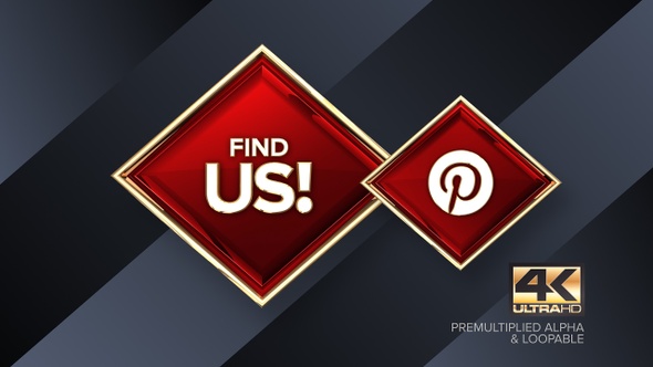 Pinterest Find Us! Rotating Sign 4K Looping Design Element