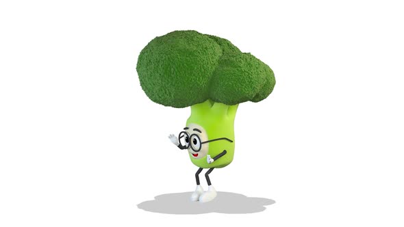 Broccoli Dipping Dancing on White Background