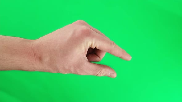 Gestures Set Made By Male Hands and Fingers to Manage Touch Screen on Green Background