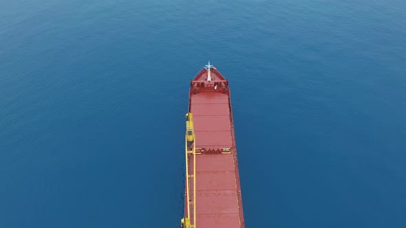 Aerial View. Cargo Ship at Sea.