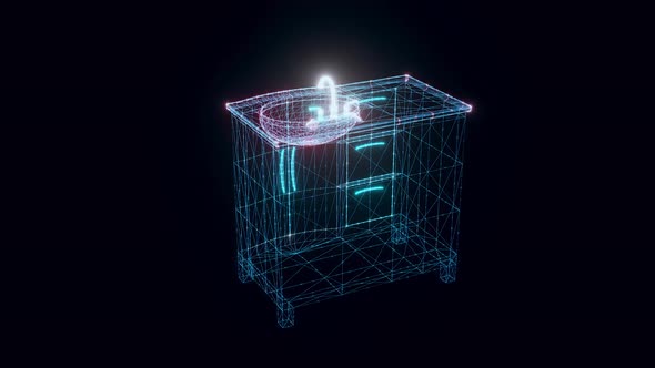 Marble Bathroom Sink Hologram Rotating 4k alt