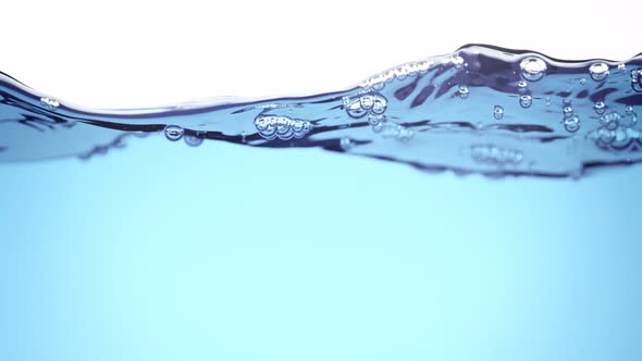 Super Slow Motion Shot of Clear Waving Water With Bubbles Background at 1000 Fps