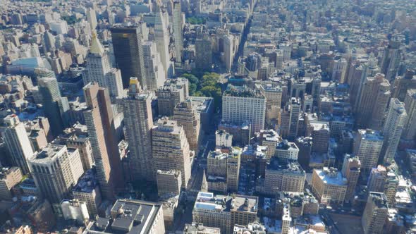 tilt up view of buildings in midtown and lower manhatten
