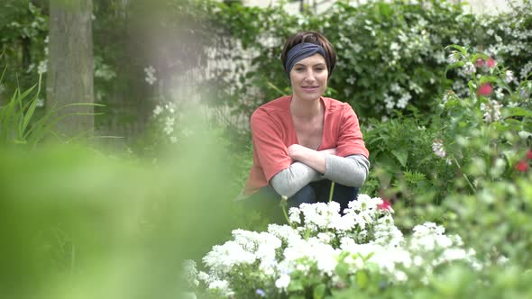 Woman working in garden