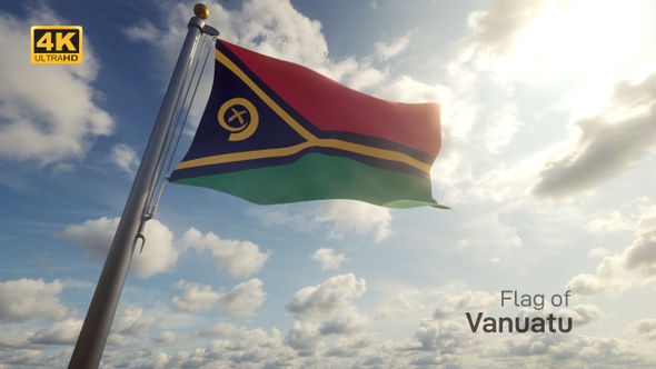 Vanuatu Flag on a Flagpole - 4K