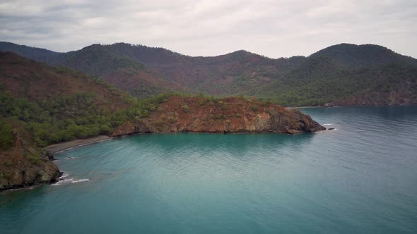 Drone view on the natural park among tracking path:"likya yolu" in South Turkey