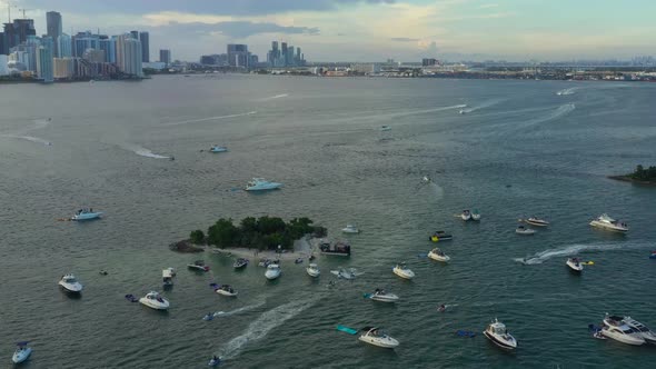 Aerial of boats in Miami South Channel