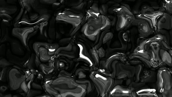 Black white silky background marble liquid animation